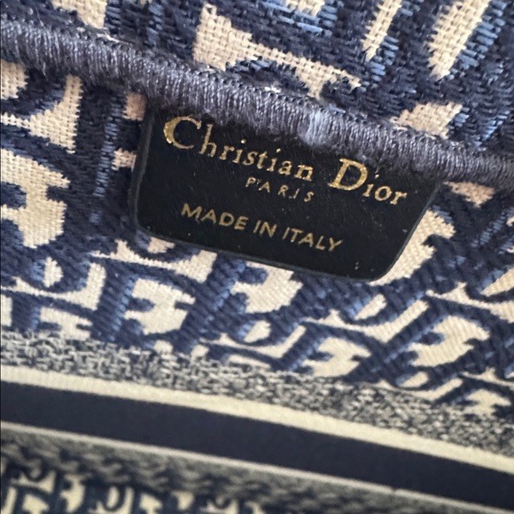 NWOT CD Book Tote, navy and cream, 13” H x 16” W x  6” D - Picture 3 of 6